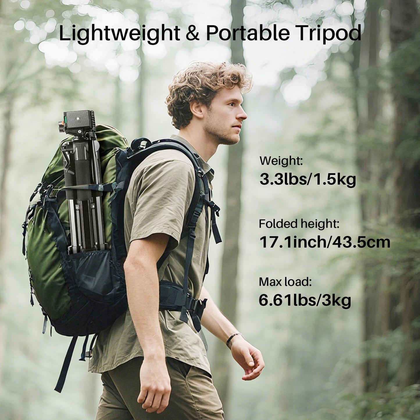 74'' Camera Tripod, Fotopro Lightweight Aluminum Travel Tripod for DSLR Camera and Phone with Detachable 3-Way Pan-Tilt Head Carry Bag and Mount Phone