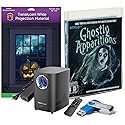 HoliScapes® USB Projector Kit - AtmosFx Ghostly Apparitions on USB + Projector + 48" x 72" Large White Holographic Screen for Halloween Projection