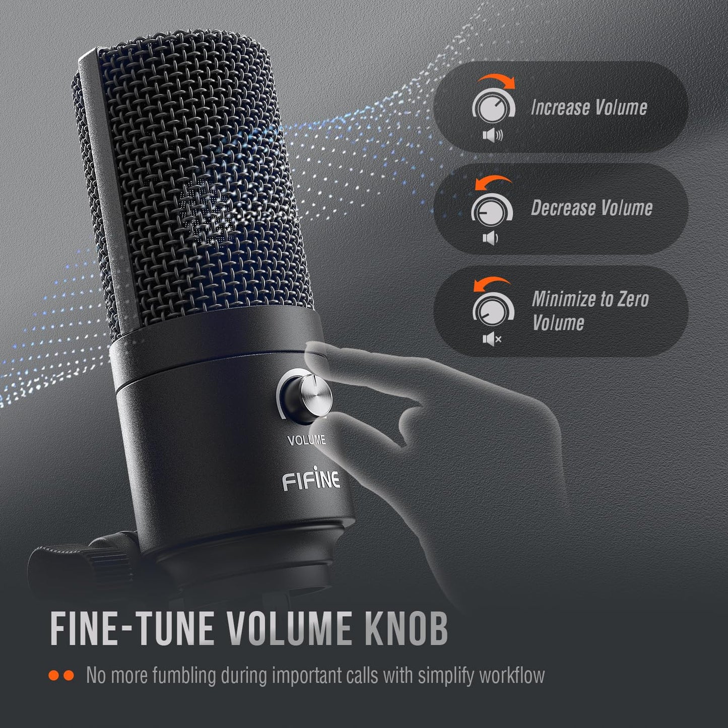 FIFINE USB Microphone, Metal Condenser Recording Microphone for MAC OS, Windows, Cardioid Laptop Mic for Recording Vocals, Voice Overs, Streaming