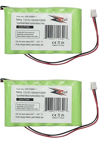 ZZcell 2-Pack Battery Compatible with Honeywell Alarm 300-03864-1, Lynx L3000, Lynx L5000, Lynx L5100, ADEMCO 300-03865, 1500mAh (Please Check Part…