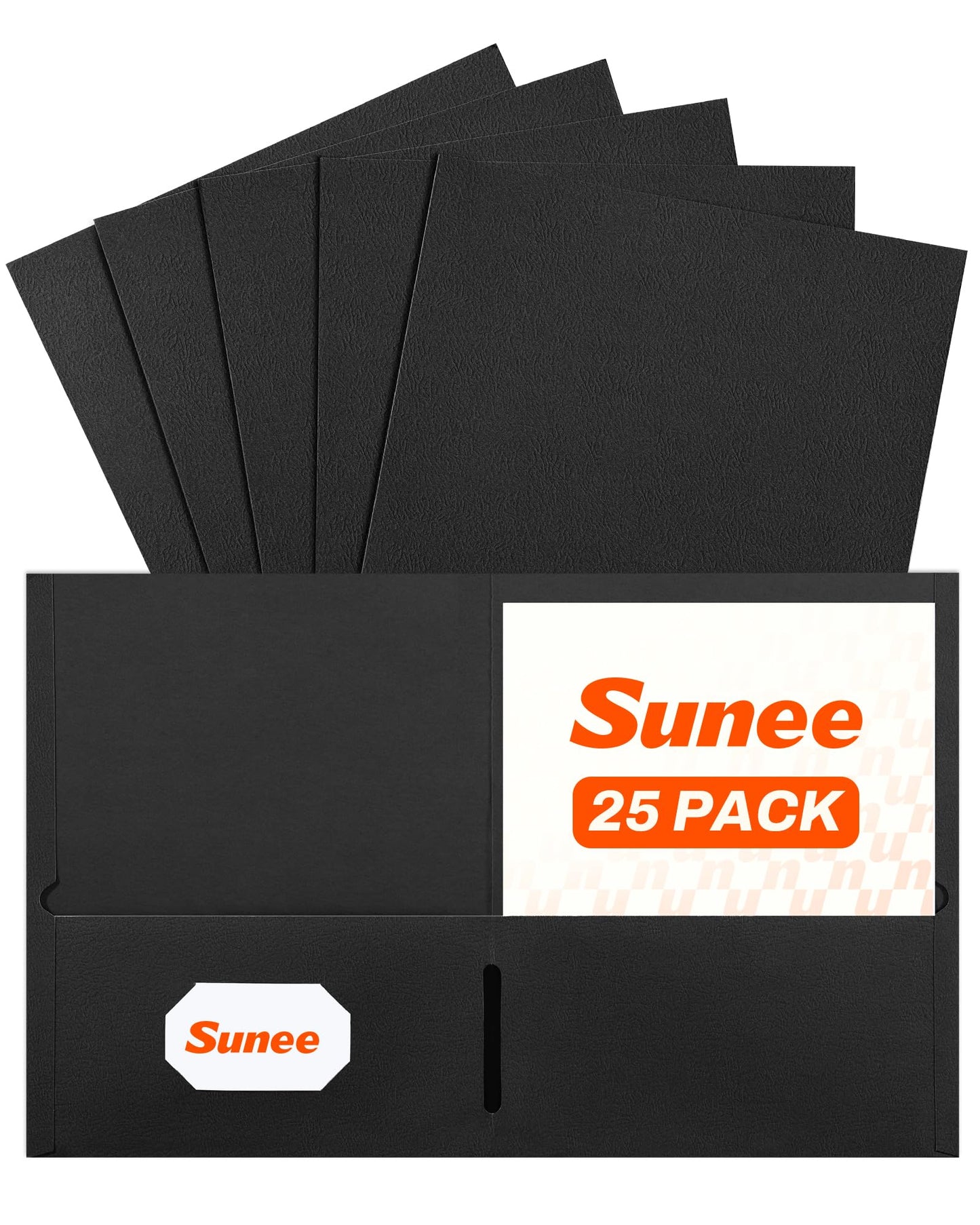 SUNEE Folders with Pockets(25 Pack, Black), 2 Pocket Folders Fit Letter Size Paper, Paper File Folder for School Office Home Bussiness