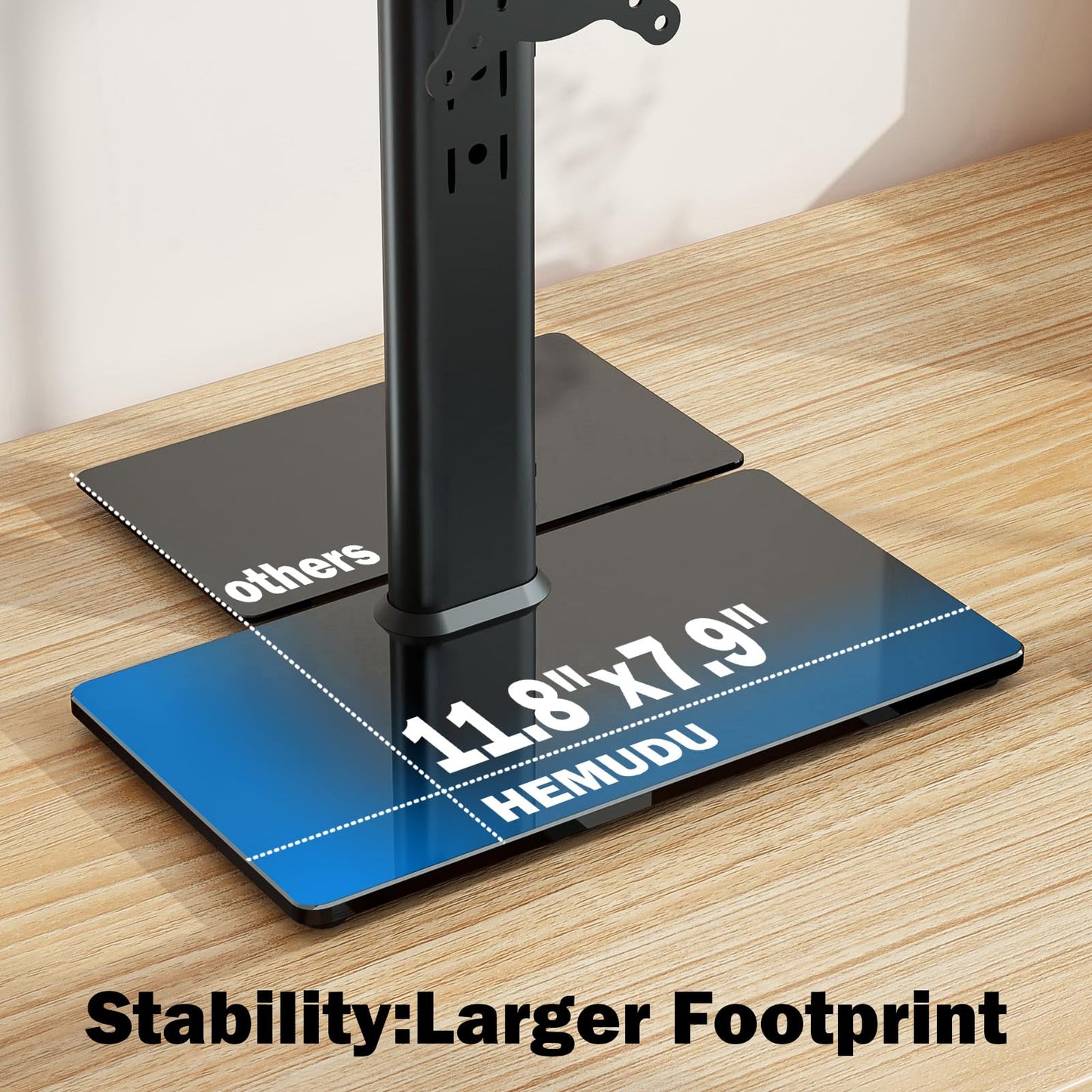 Single LCD Computer Monitor Free-Standing Desk Stand Mount Riser for 13 inch to 32 inch screen with Swivel, Height Adjustable, Rotation, Vesa Base