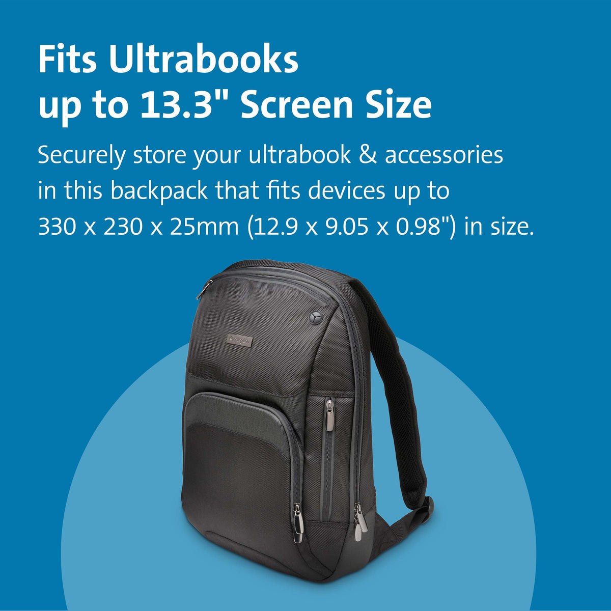Kensington Triple Trek Slim Laptop Backpack for MacBooks, Chromebooks, Tablets & Ultrabooks up to 13-Inch-14-Inch (K62591AM), Black, 11.4" W x 15.55"