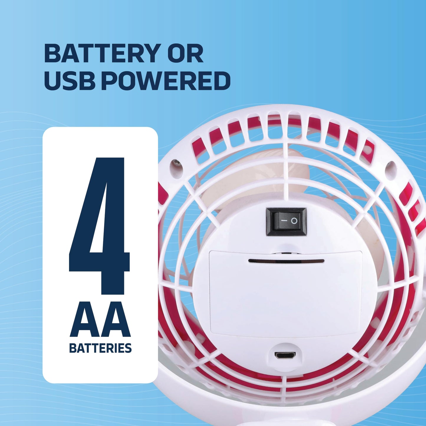 NEXAIR 4” Clip-On or Desk Fan - USB & Battery Powered, Portable 4-Inch Personal Fan with Adjustable Tilt, Lightweight Single-Speed Cooling for Home