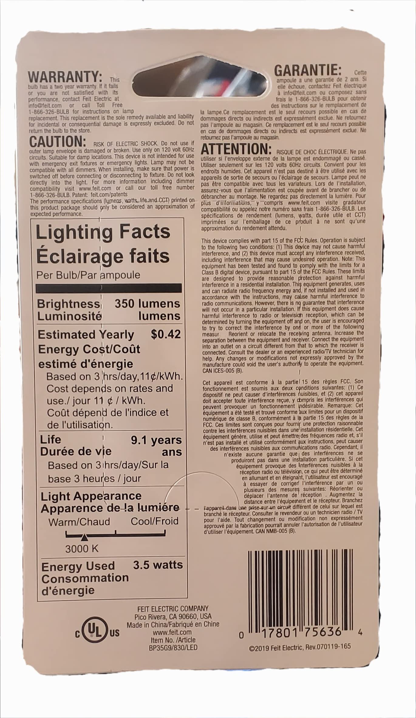 Felt Electric LED (1) G9-35 Watt 120 V