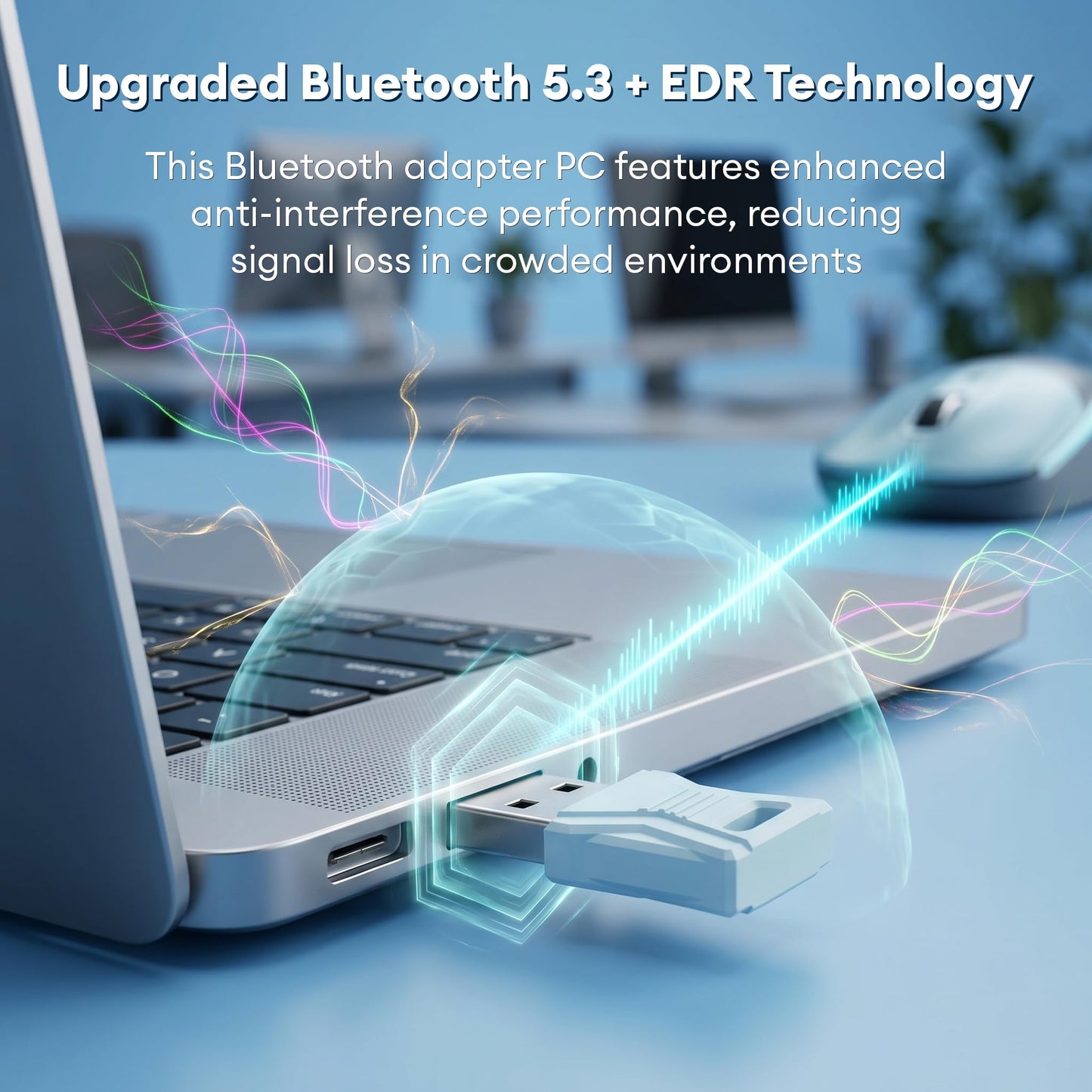 Molltto Blue USB Bluetooth Adapter for PC, Bluetooth 5.3 USB Dongle
