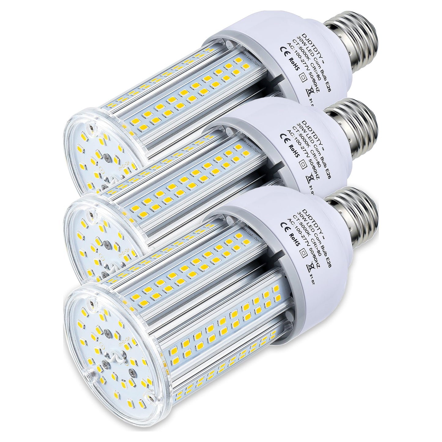 JURDXLED 3-Pack is More economical, LED Corn Light Bulb 5000 Lumen 5000K 30W Large Area Cool Daylight White E26 Medium Base for Outdoor Indoor Garage