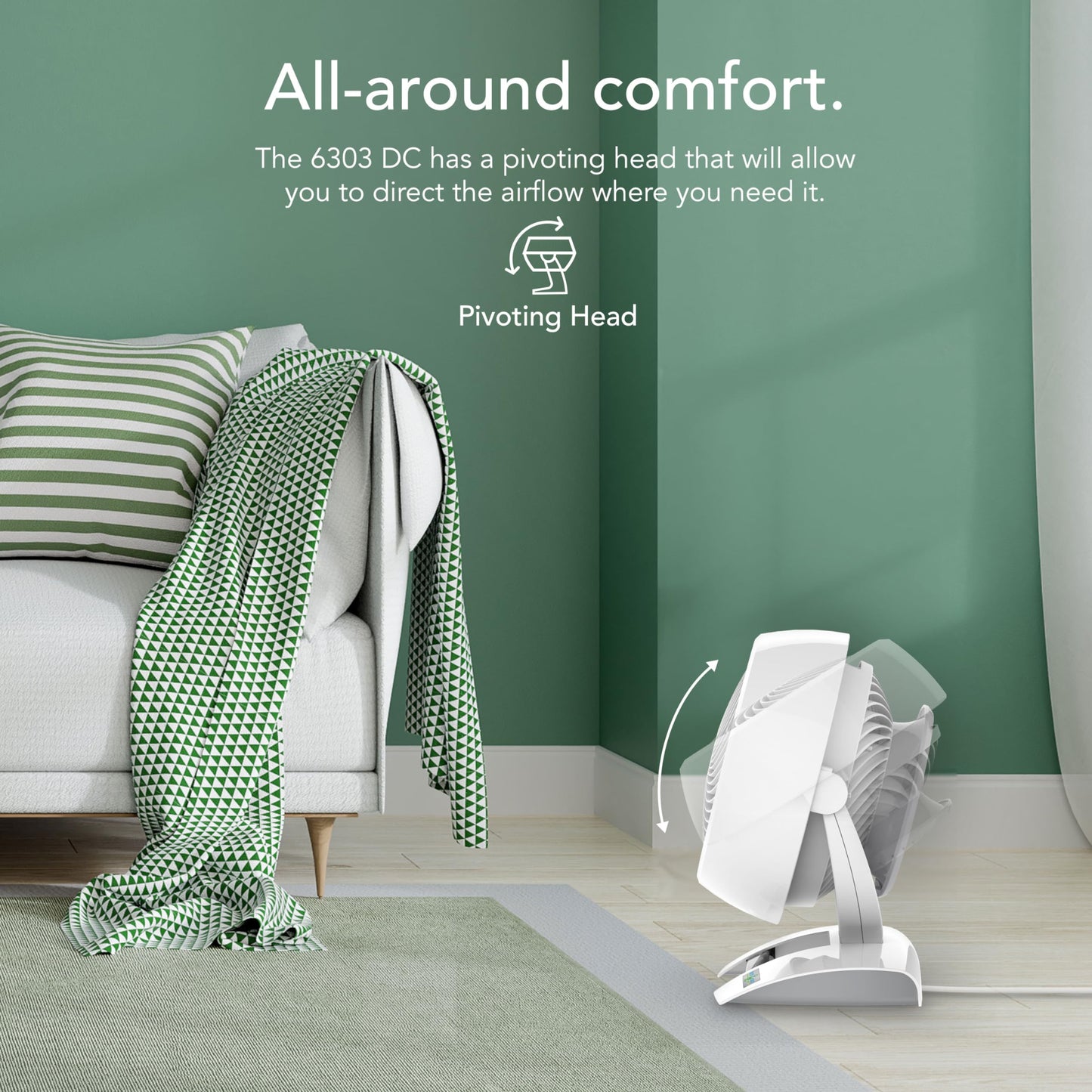 Vornado 6303DC Energy Smart Medium Air Circulator Fan with Variable Speed Control, White