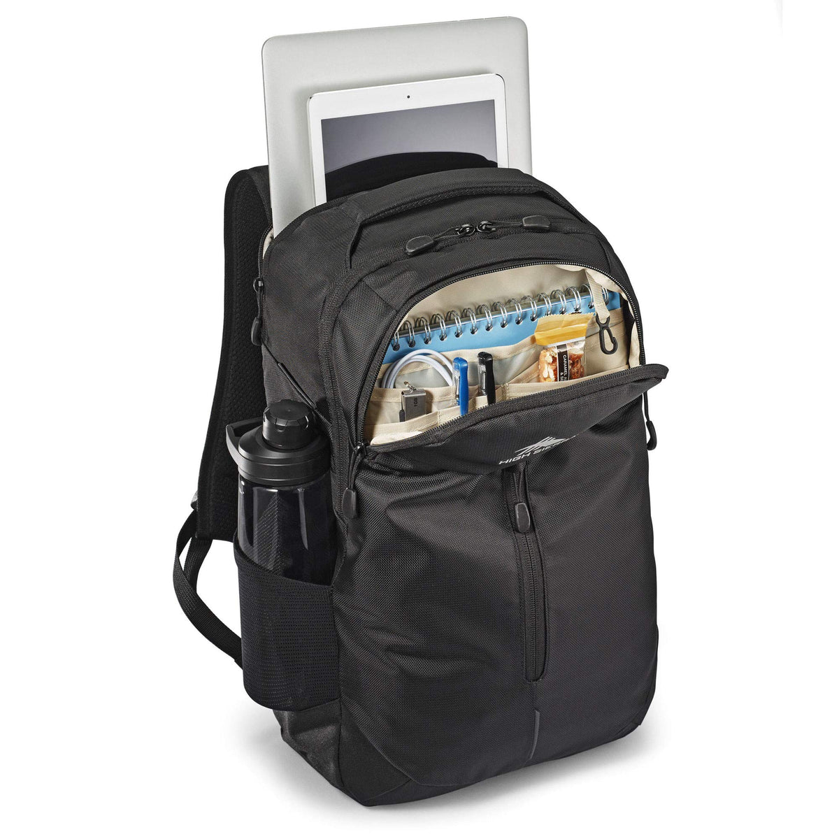 High Sierra Swerve Pro Backpack with Laptop Pocket + Tablet Sleeve, Fits most 17” Laptops, 27L, Black