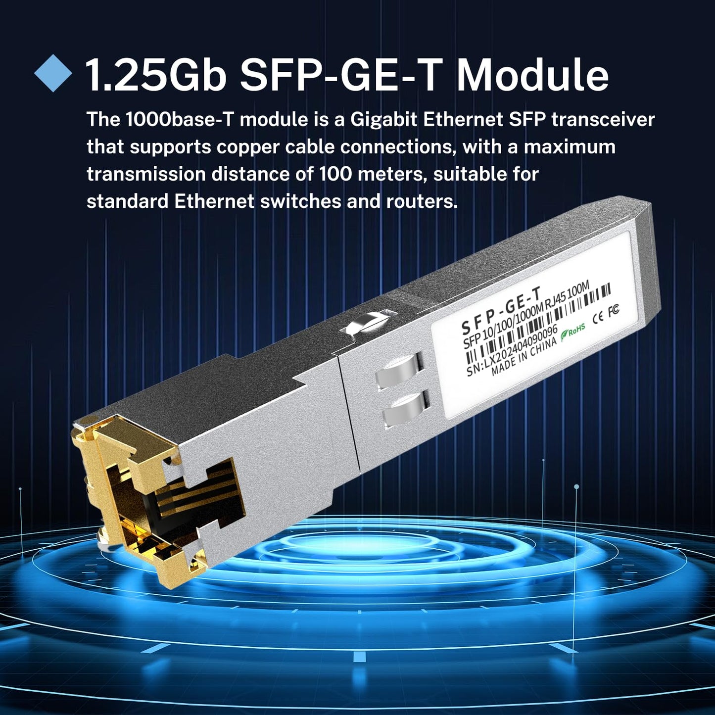 10PCS SFP to RJ45 Copper Module, 1000Base-T Gigabit Ethernet Transceiver - Compatible with Cisco, Meraki, Ubiquiti, D-Link, TP-Link, Supermicro