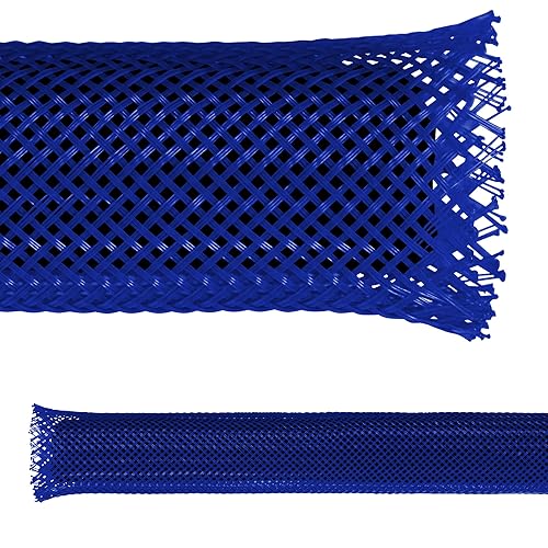 Electriduct 1/4" PET Expandable Braid Sleeving Flame Retardant Flexible Wire Mesh for Cord Management and Cable Protection - 25 Feet - Blue