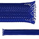 Electriduct 1/8" PET Expandable Braid Sleeving Flame Retardant Flexible Wire Mesh for Cord Management and Cable Protection - 25 Feet - Blue