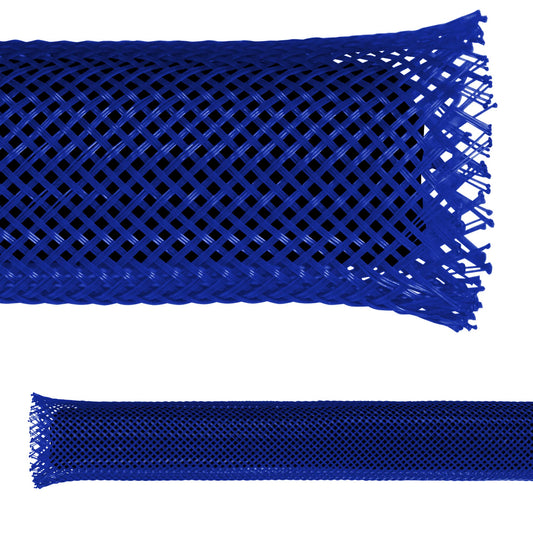 Electriduct 1/4" PET Expandable Braid Sleeving Flame Retardant Flexible Wire Mesh for Cord Management and Cable Protection - 25 Feet - Blue