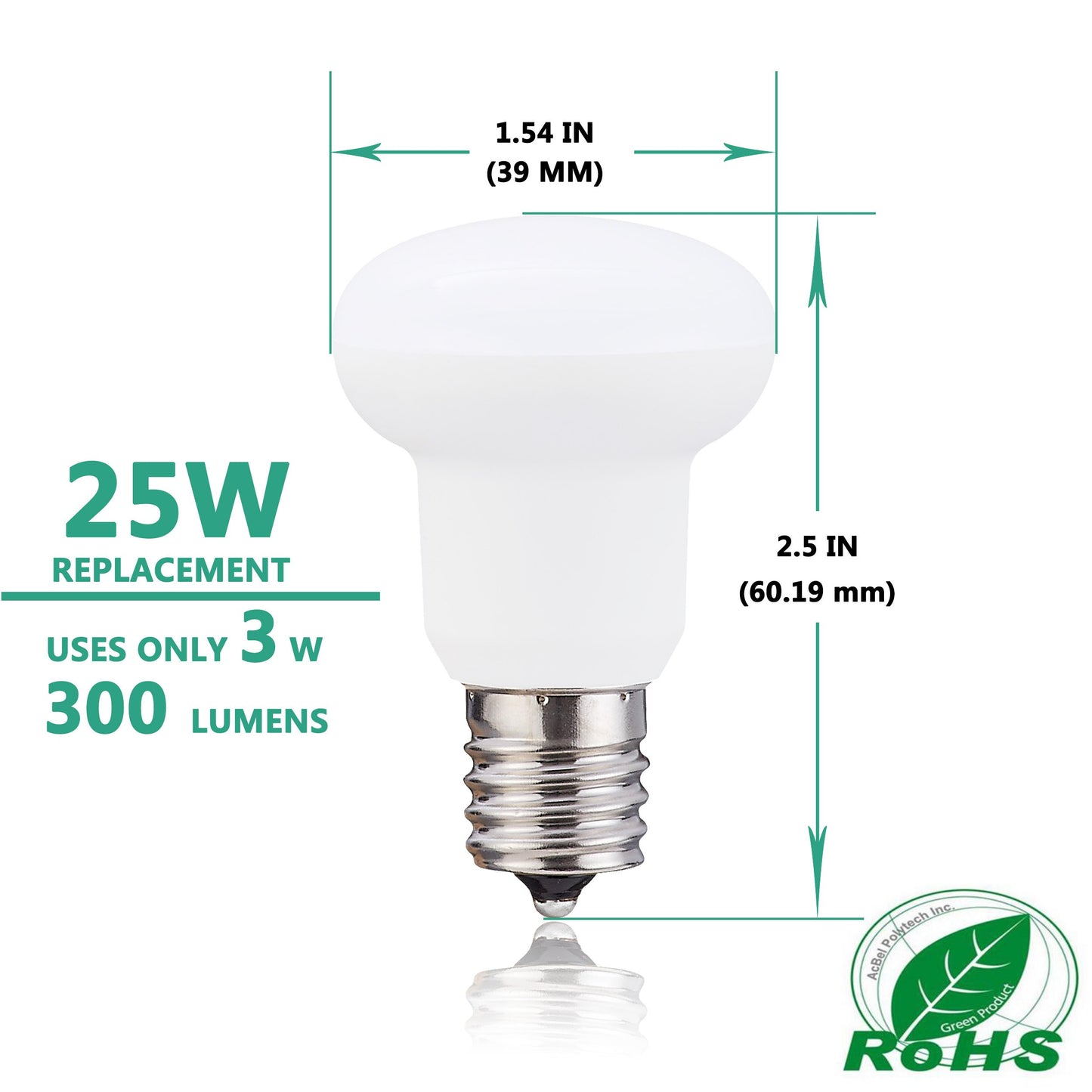R14 LED light Bulb 3Watt E17 Base 300lumen 120Volt Daylight White 5000k (equivalent 25Watt Flood Light Bulb Brightnes)Be applicablefor Ceiling Fan