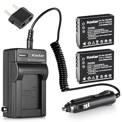 Kastar Battery (X2) & Travel Charger Kit for Panasonic CGA-S007 CGA-S007A CGR-S007 CGAS007 and DMC-TZ1 DMC-TZ2 DMC-TZ3 DMC-TZ4 DMC-TZ5 DMC-TZ11