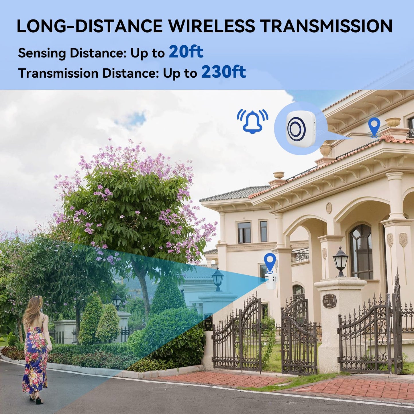 Long Range Wireless Driveway Alarm- Security Driveway Alert, Motion Detector Driveway Motion Sensor Alarm to Monitor and Protect Home Property (2