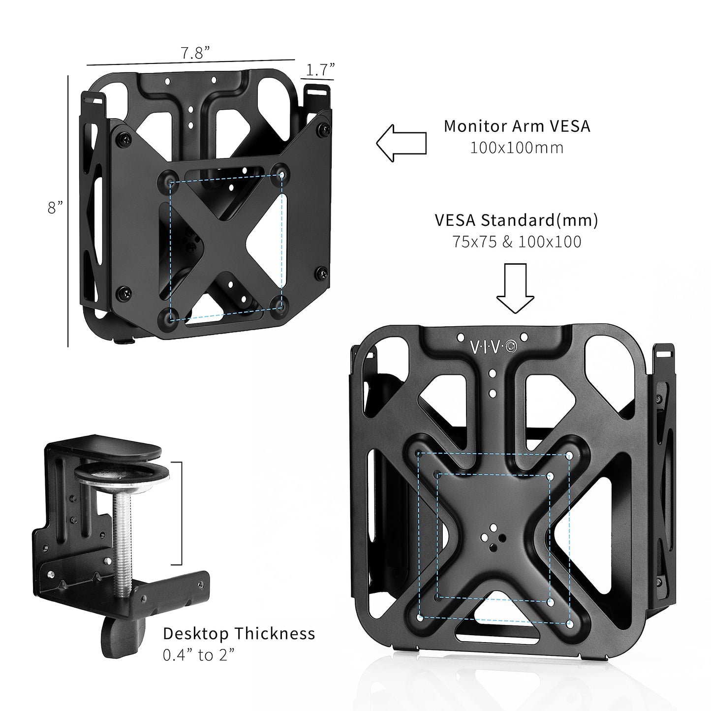 VIVO Behind Monitor VESA Mount Designed for Mac mini, 2010 to 2023 Models, Desk Clamp Option, Black, Mount-MINI1