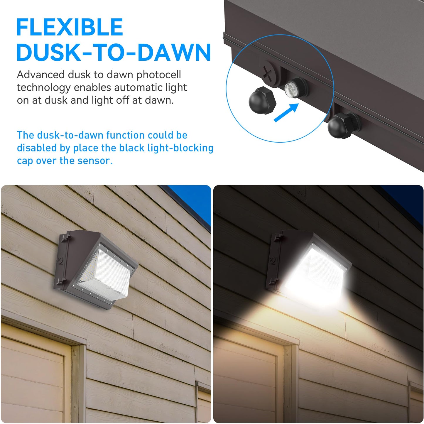 Flakeeper 120W LED Wall Pack Light with Dusk-to-Dawn Sensor, 16800LM 5000K LED Security Flood Lighting, 120V Outdoor LED Wall Lights for Parking