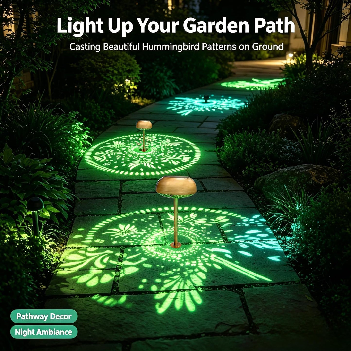 SLTTXNTT Upgraded 2 Pack 3-in-1 Solar Pathway Lights: RGB & Warm White Color Changing Garden Lights, Waterproof Outdoor Lighting for Garden, Yard