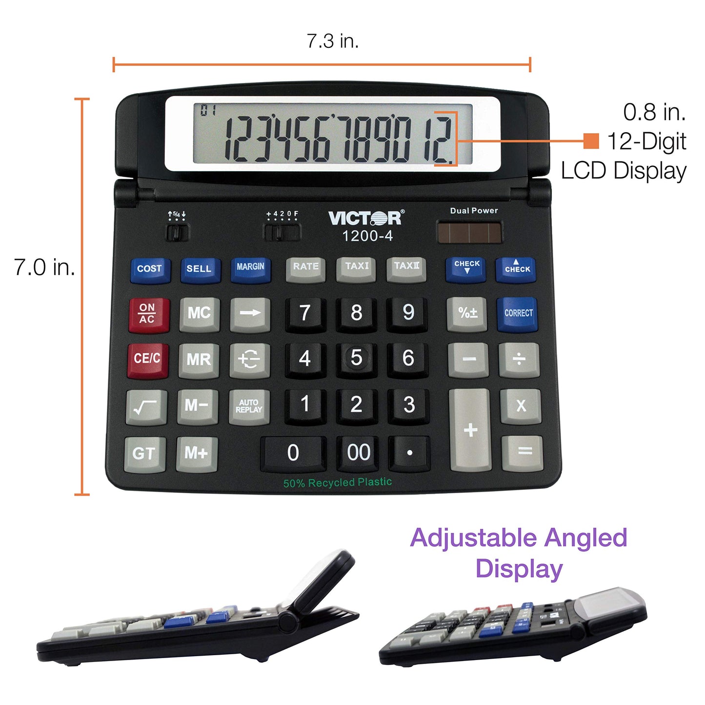 Victor 1200-4 Business Desktop Calculator, 12-Digit LCD