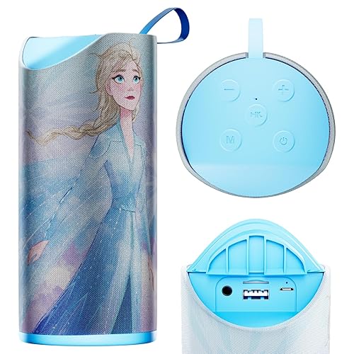 iJoy Disney Frozen Anna and Elsa Fan Splashproof Wireless Speaker - Bluetooth Speaker W/ 3 Hrs Playtime/SD Slot/FM Radio - Disney Frozen Gifts