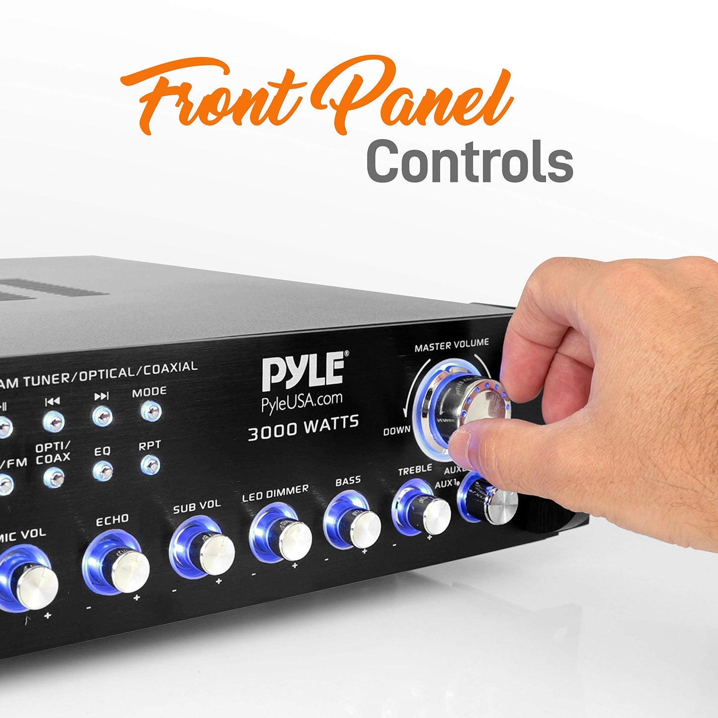 Pyle Bluetooth Multi-Channel Hybrid Pre-Amplifier System - 3000W Home Audio Rack Mount Stereo Power Amplifier Receiver w/ Radio, USB, UHF, Dual