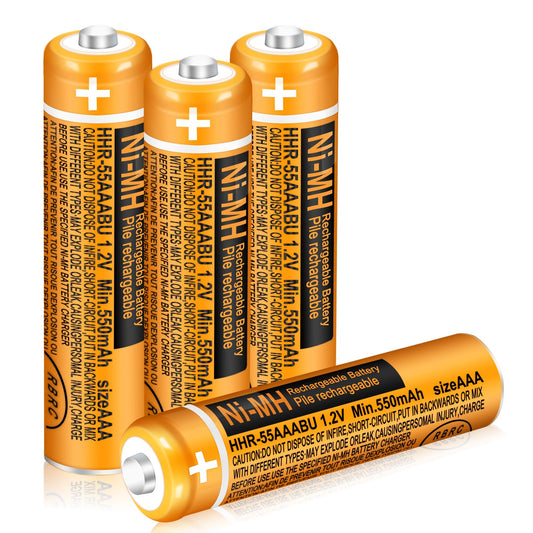 Triangle Power 4 Pack HHR-55AAABU NI-MH Rechargeable Battery for Panasonic 1.2V 550mAh AAA Battery for Cordless Phones