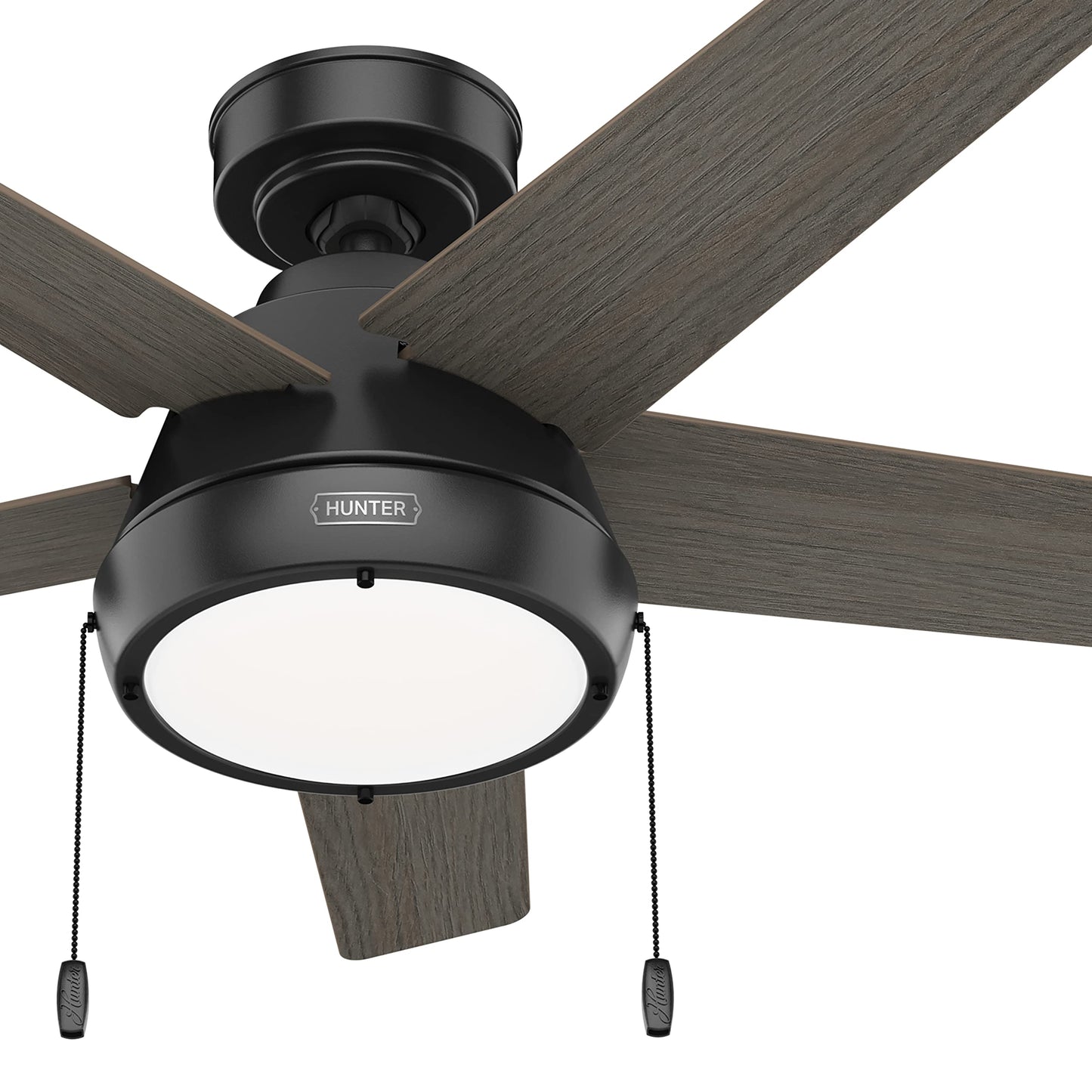 Hunter Fan 44 inch Casual Matte Black Indoor Ceiling Fan with LED Light Kit and Pull Chain (Renewed)