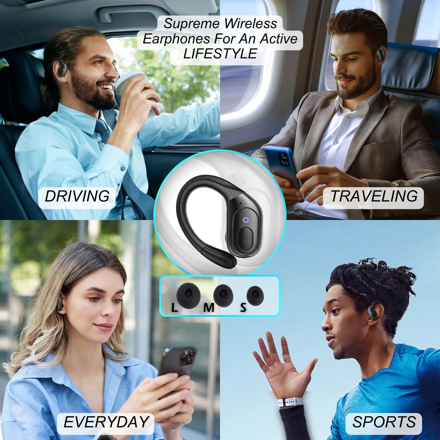 Groove 4-in-1 Wireless Earbuds w/Charging Case - 80 Hours Playtime Wireless Headphones Bluetooth 5.3 IPX7 Waterproof Noise Cancelling Earphones w/LED