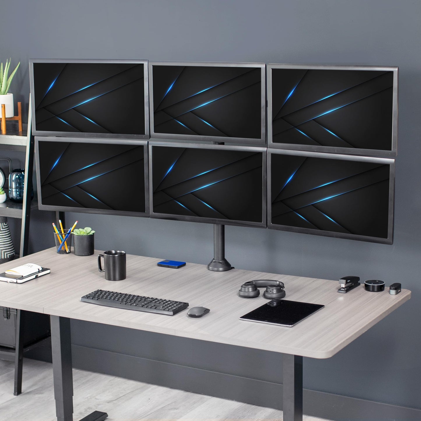VIVO Steel Hex Monitor 23 to 32 inch LED LCD Clamp-on Desk Mount, Heavy Duty Articulating VESA Computer Stand, Holds 6 Screens, Fully Adjustable