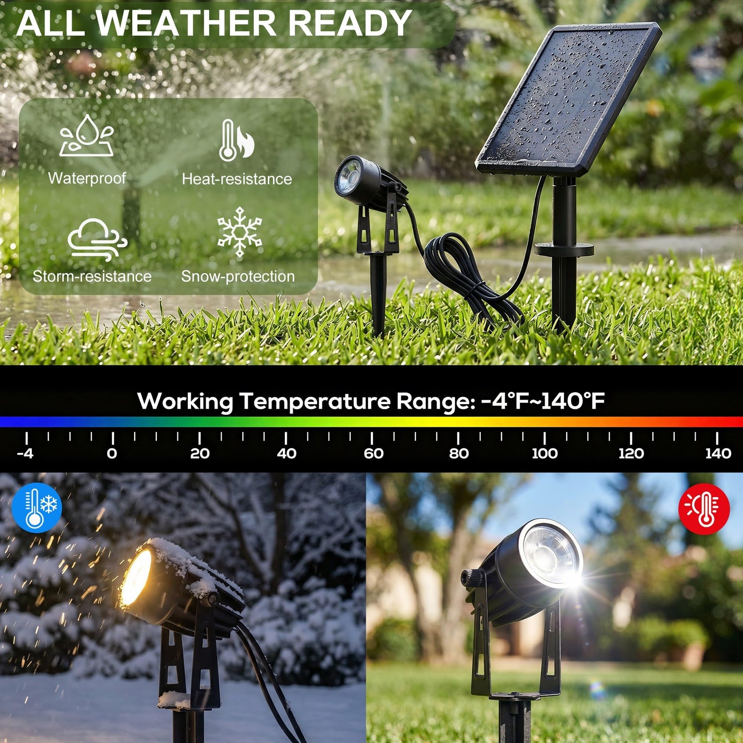 pearlstar Solar Spot Lights Outdoor Palm Tree Uplights 4pack 2-in-1 Stake&Wall Mounted Landscape Spotlights IP65 Waterproof for Flag Pool Yard Garden