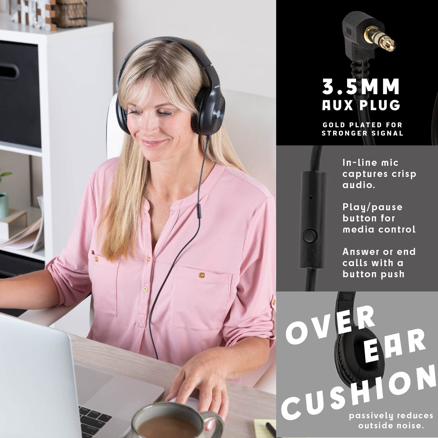 Sonitum Classroom Headphones-Bulk 10-Pack, with Microphone Student On Ear Comfy Swivel Earphones for Library, School, Airplane, Kids-for Online…