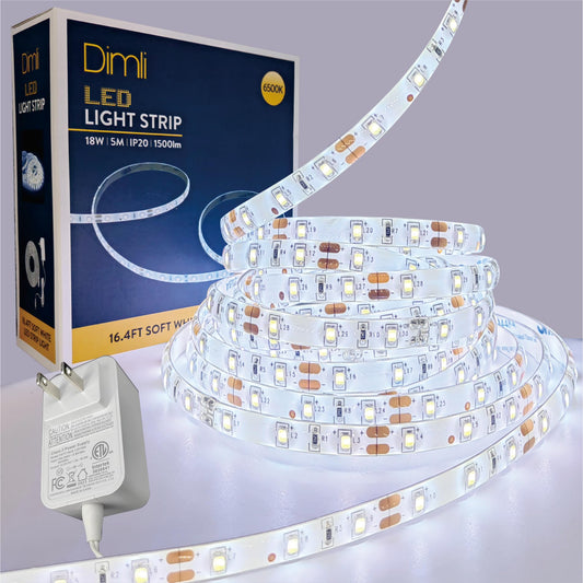 YONIKU 16.4FT Bright White LED Strip Lights, Cool White 300 LEDs 6500K Waterproof Light Strip LED Lights for Bedroom, Kitchen Cabinets, Living Room