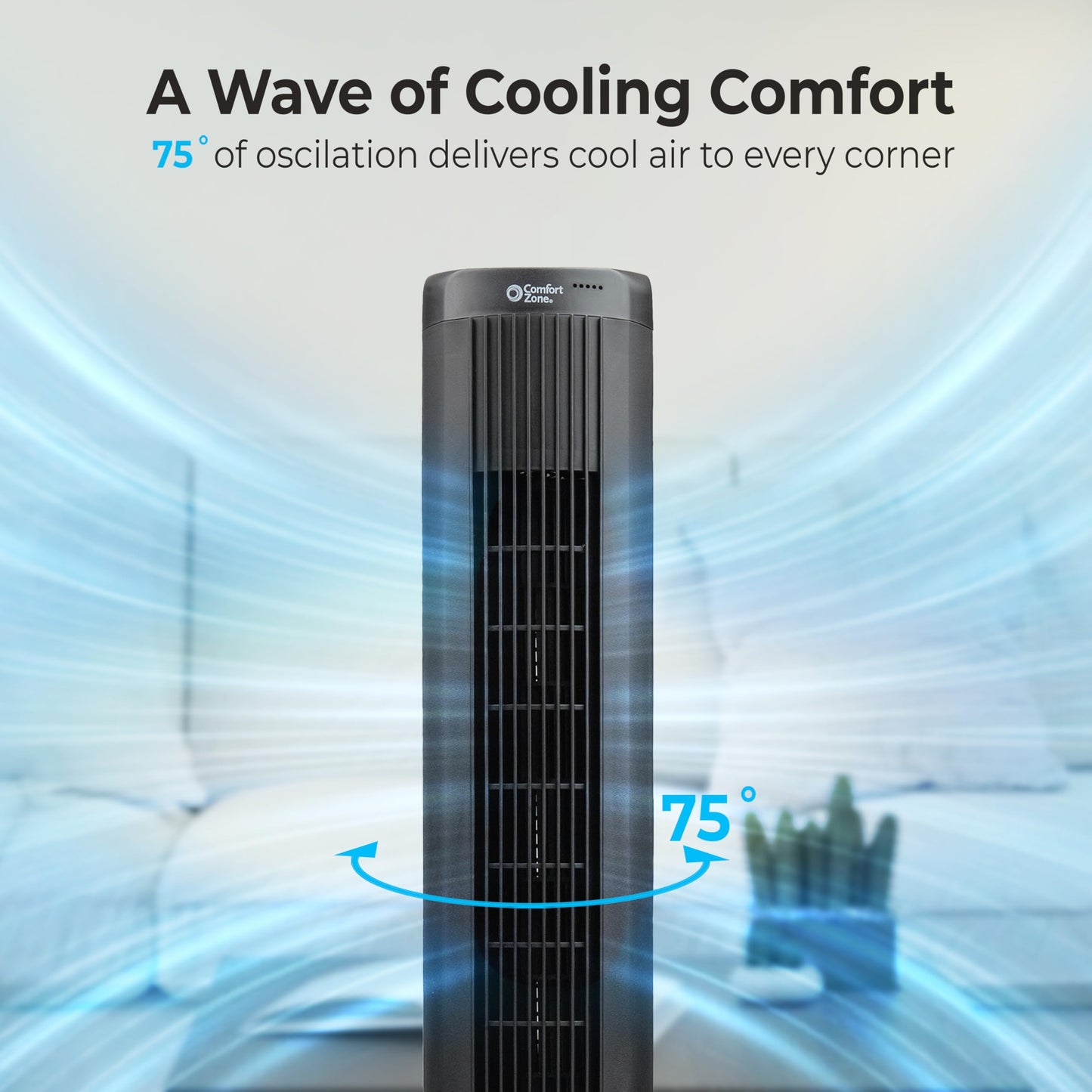 Comfort Zone 40-Inch Oscillating Bladeless Tower Fan