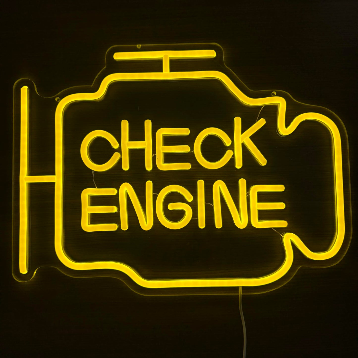 Check Engine Light Neon Sign for Man Cave & Garage, Large Size LED Wall Art, USB Powered, Funny Gift for Dad, Car Guys on Birthday & Father‘s Day