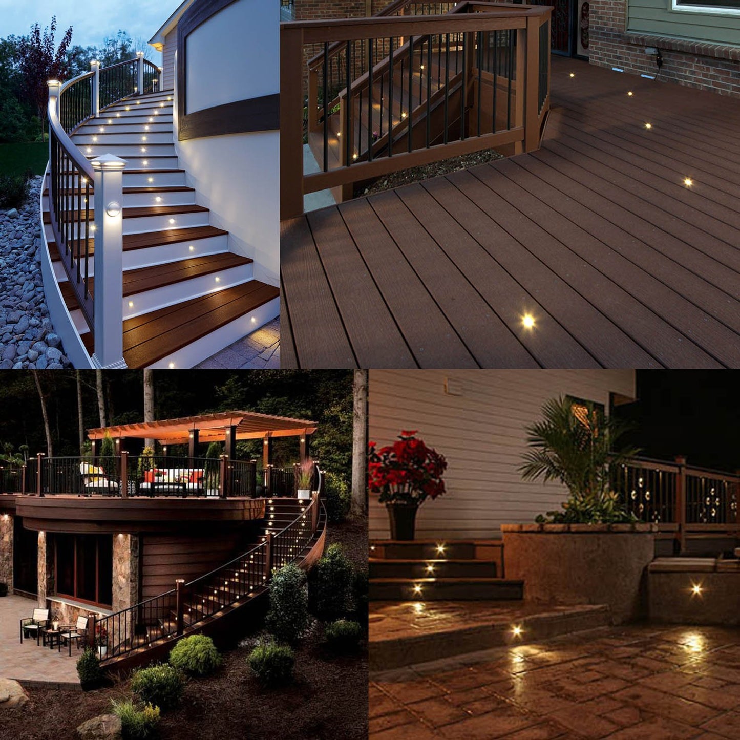 QACA LED Deck Lights, 0.7" Tiny Deck Driveway Light Dock Path Step Road Light Warm White IP67 Waterproof Outdoor and Indoor Decoration Security