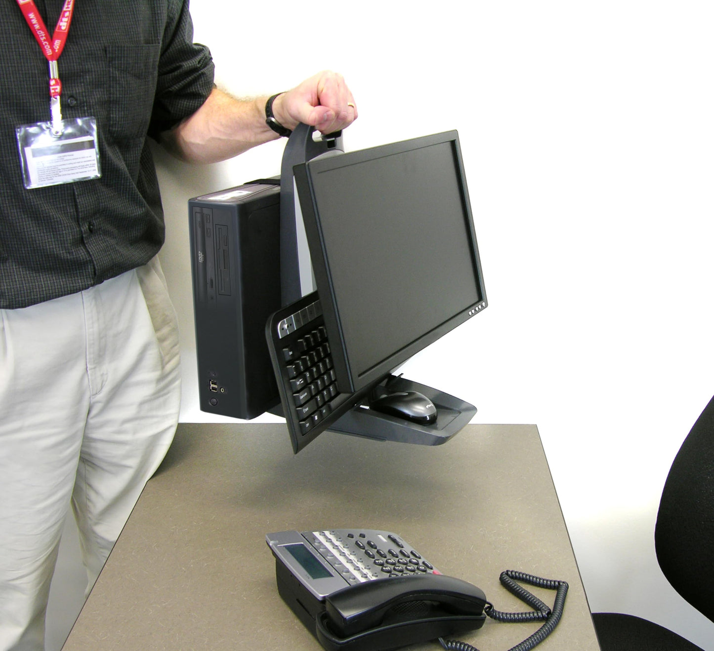 Ergotron - Neo-Flex All in One Stand for Desk, VESA Mount - for Screens Up to 24 Inches, 6 to 16 lbs - CPU Strap