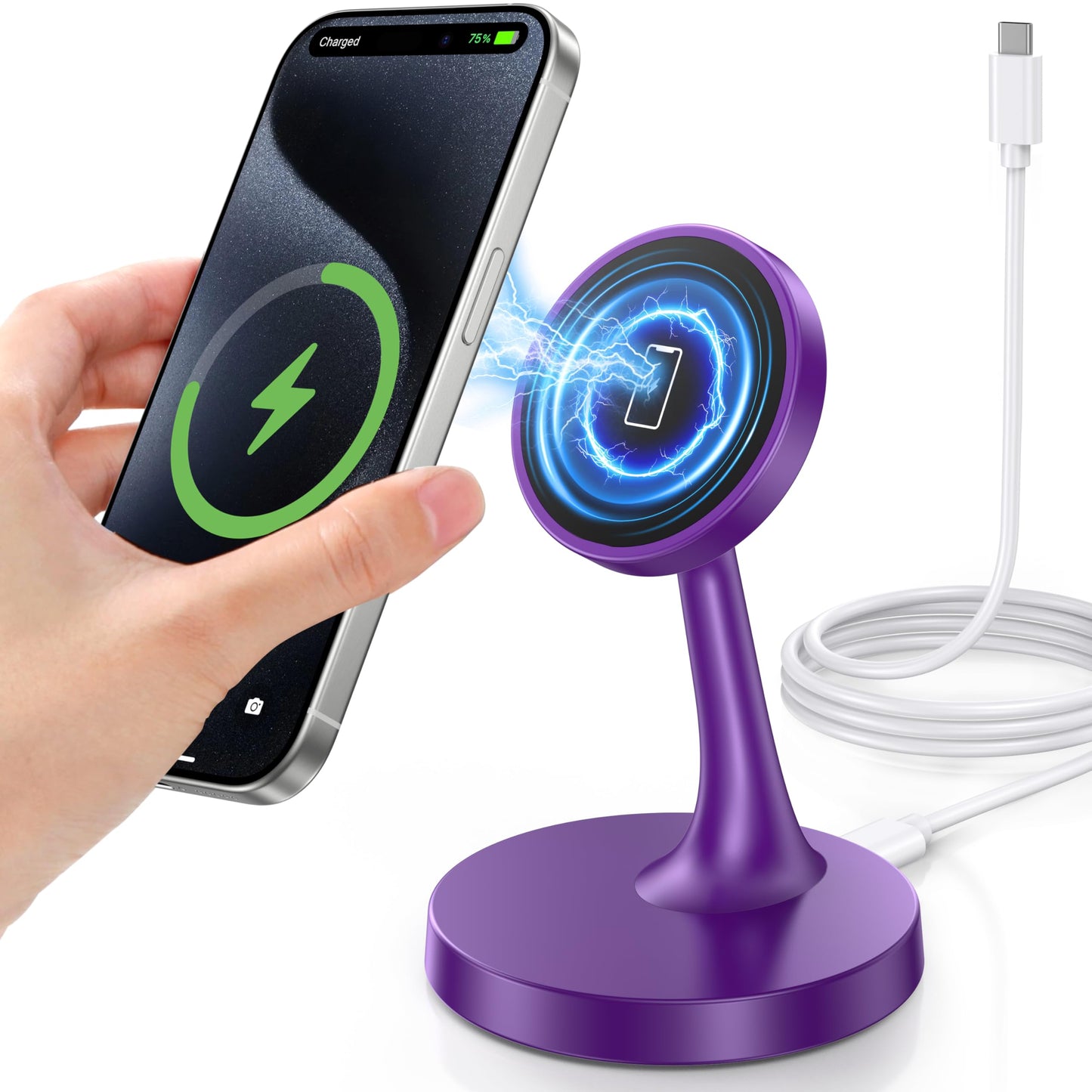 TXXTOL Magnetic Wireless Charger iPhone Stand, 15W Fast Mag-Safe Charger iPhone 17/17 Air/17 Pro/17 Pro Max 16/15/14/13/12 Series Magnet Wireless