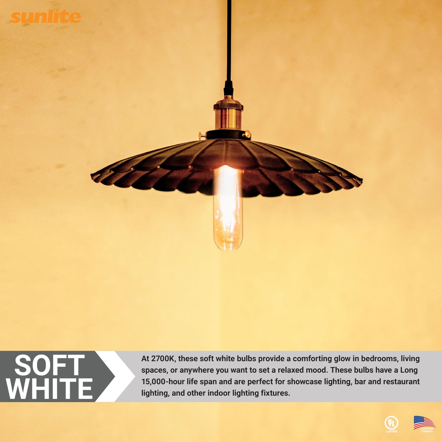Sunlite LED Filament T10 Tubular Light Bulb, 2 Watts (25W Equivalent), 160 Lumens, Medium E26 Base, 120 Volts, Dimmable, 90 CRI, UL Listed, Clear