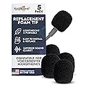 Set of 5 Replacement Foam Tip for VoiceBooster & Aker Microphones - Mic Foam Tip Covers for 1/2-Inch Headset & Tie-Clip Mics - Noise-Reducing