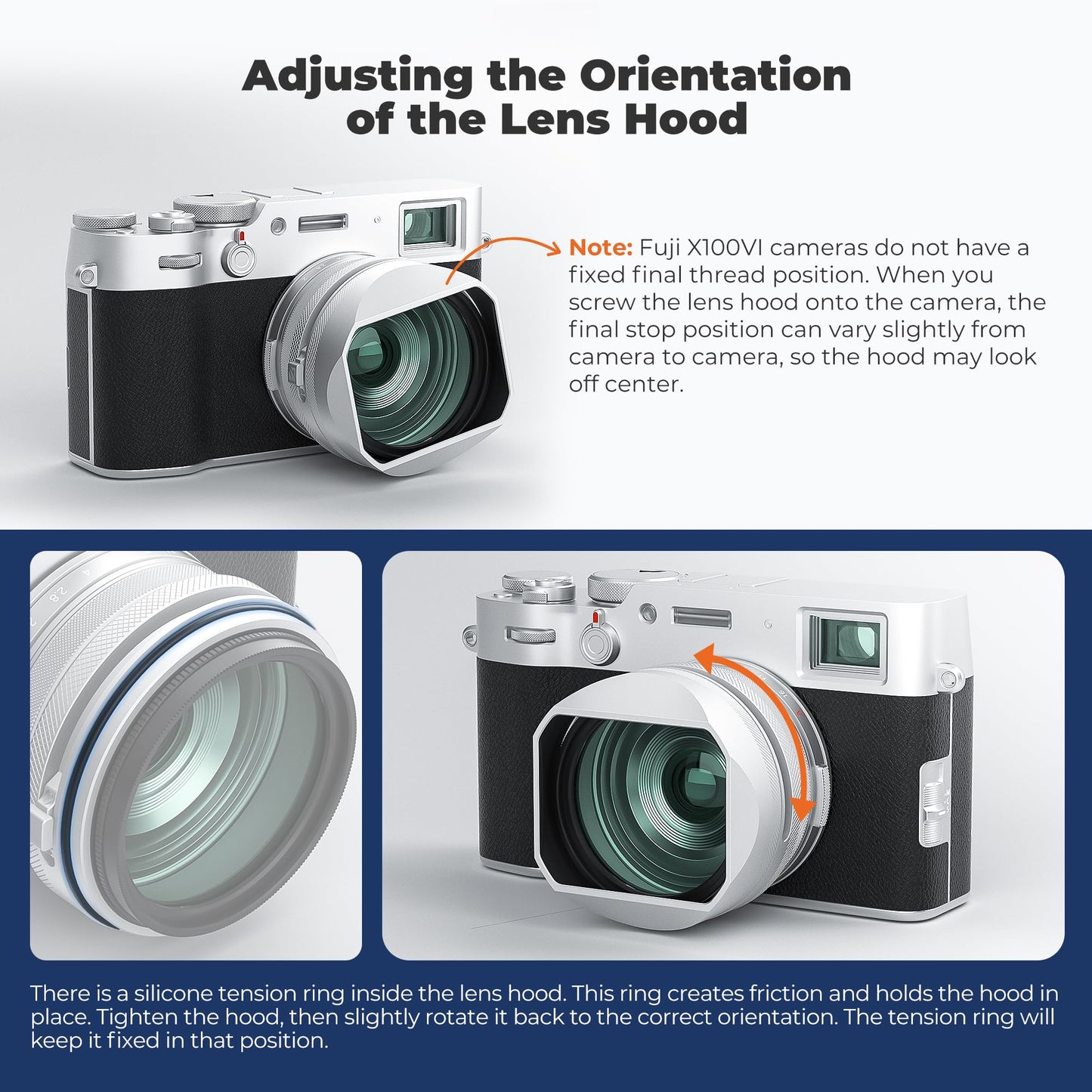Freewell CPL/Black Diffusion Mist (1/4) Filter Kit with Lens Hood for Fuji X100 Series (X100VI, X100V, X100T, X100F, X100S,X100) (Silver)