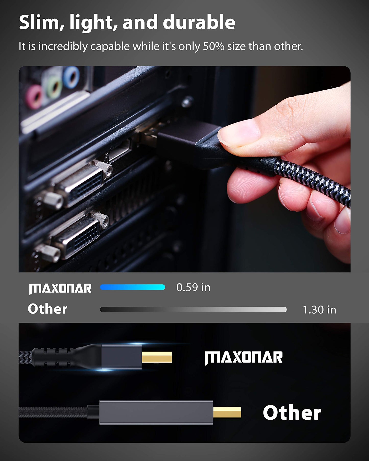 VESA Certified DisplayPort Cable 1.4, Maxonar 8K 10ft/ 3M DP Cable Cord (8K@60Hz, 4K@144Hz, 1080P@240Hz) Display Port HBR3 32.4Gbps, HDCP 2.2