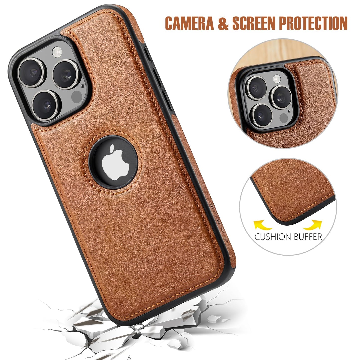Casus Magnetic Leather Case for iPhone 15 Pro Max, MagSafe Compatible, Business Classic Style, Shockproof Slim Fit Protective Cover for Men & Women
