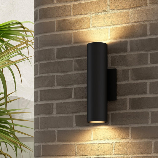 ilucezzo Outdoor Wall Lights, E26 Base, Aluminum Waterproof Modern Wall Sconces Cylinder Design, Black Modern Up and Down Wall Light Fixture Wall