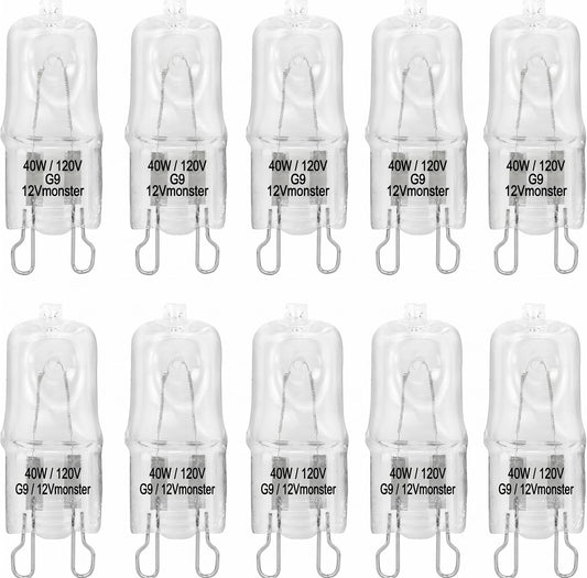 10 Pack Crystal Clear Lense 40W Q40/G9/CL/120V G9 JCD 40 Watt 120 Volt T4 JD Type Halogen House Hold Light Bulb Hanging Pendant Accent Type Spot Down