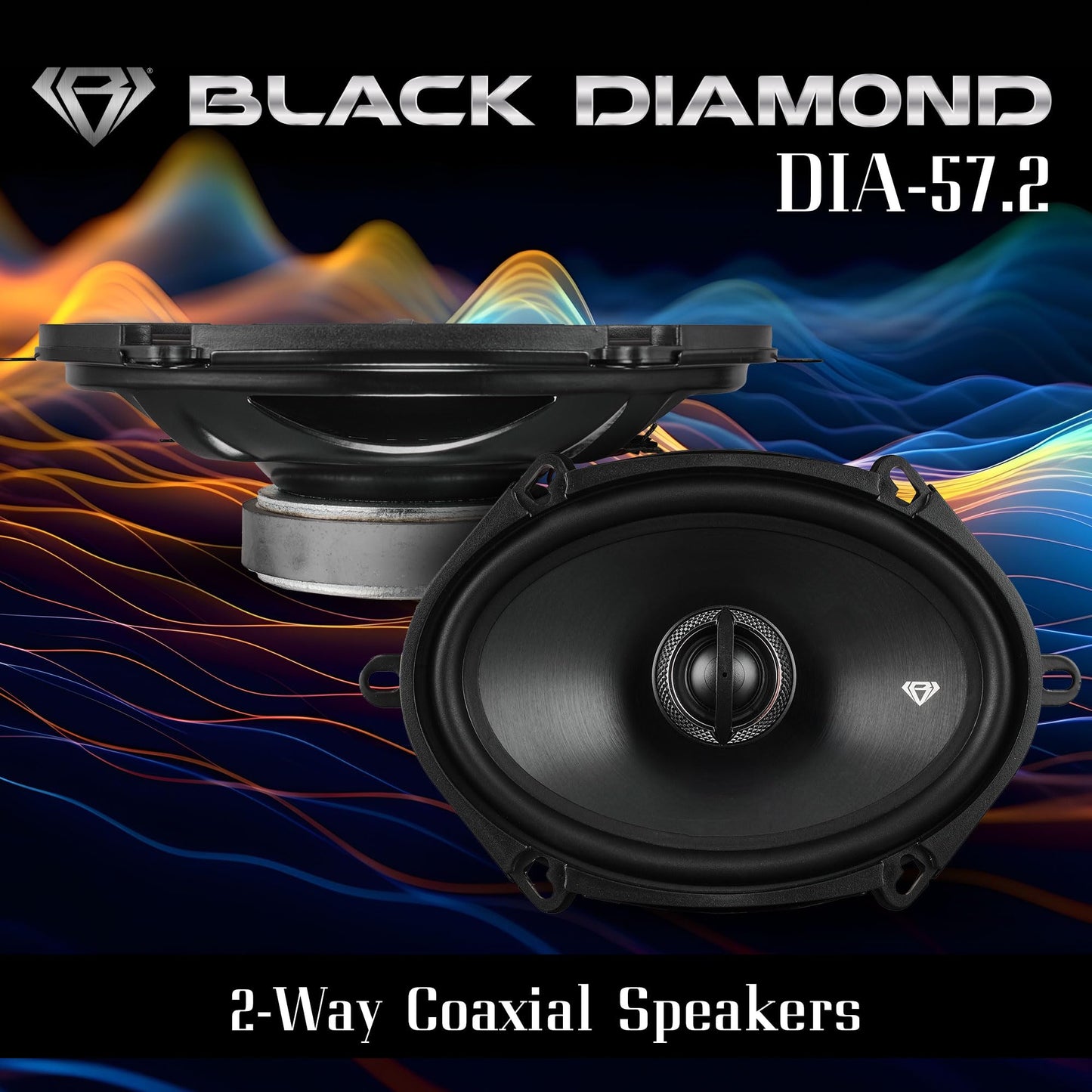 BLACK DIAMOND DIA-57.2 5x7 2-Way Coaxial Speaker, Car Audio 4-Ohm 150 Watts (2 Speakers)