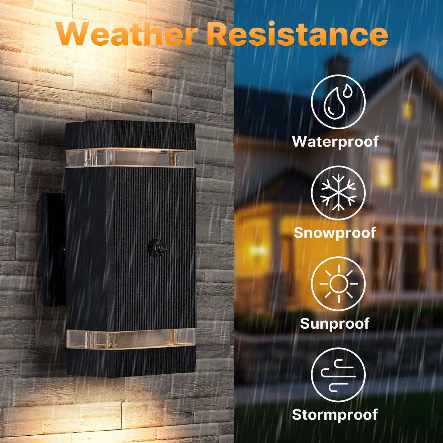 futxnziey Outdoor Wall Lights 1 Pack, Integrated LED Up Down Lights, Modern Black Outdoor Wall Light with Dusk to Dawn Sensor Aluminum Exterior Wall