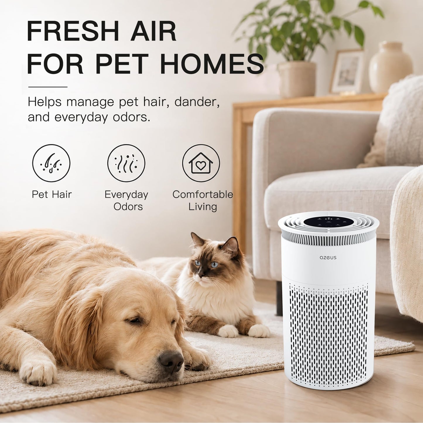 AZEUS 2024 Updated Air Purifier C8 (3, Medium)