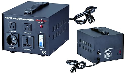 Simran Voltage Transformer, 1500 Watt, Step Up and Down, 110 Volt, 220 Volt Power Converter, Black (ACN-1500)