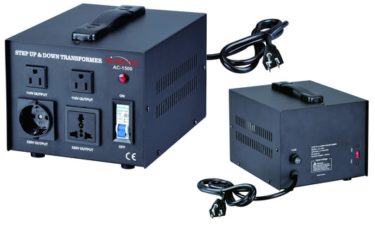 Simran Voltage Transformer, 1500 Watt, Step Up and Down, 110 Volt, 220 Volt Power Converter, Black (ACN-1500)